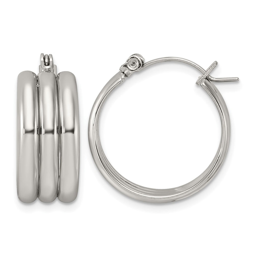 Stainless Steel Polished Grooved Circle 8mm Hoop Earrings – Elegant Jewelry Gift for Birthday, Anniversary, Engagement, Wedding