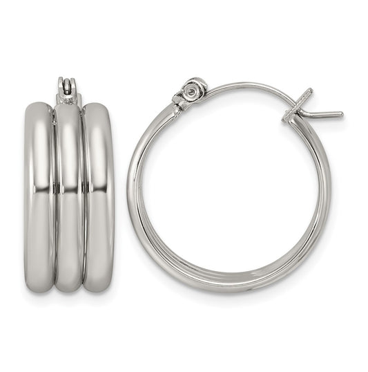 Stainless Steel Polished Grooved Circle 8mm Hoop Earrings – Elegant Jewelry Gift for Birthday, Anniversary, Engagement, Wedding