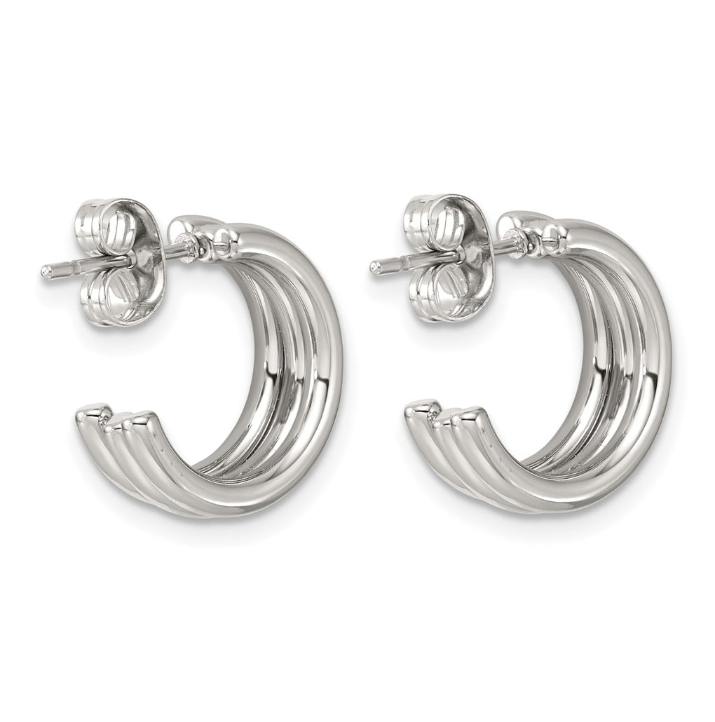 Stainless Steel Polished Grooved Circle 6 mm C-Hoop Post Earrings – Elegant Jewelry Gift for Birthday, Anniversary, Engagement, Wedding