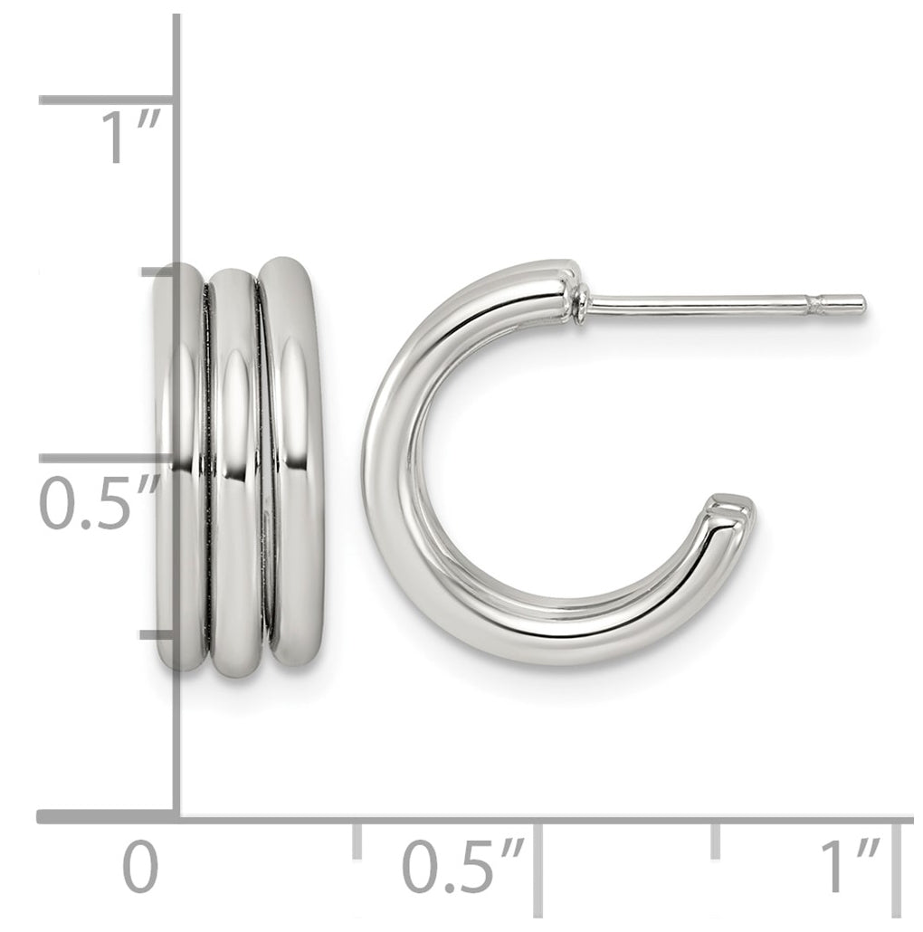 Stainless Steel Polished Grooved Circle 6 mm C-Hoop Post Earrings – Elegant Jewelry Gift for Birthday, Anniversary, Engagement, Wedding