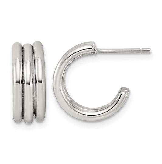 Stainless Steel Polished Grooved Circle 6 mm C-Hoop Post Earrings – Elegant Jewelry Gift for Birthday, Anniversary, Engagement, Wedding