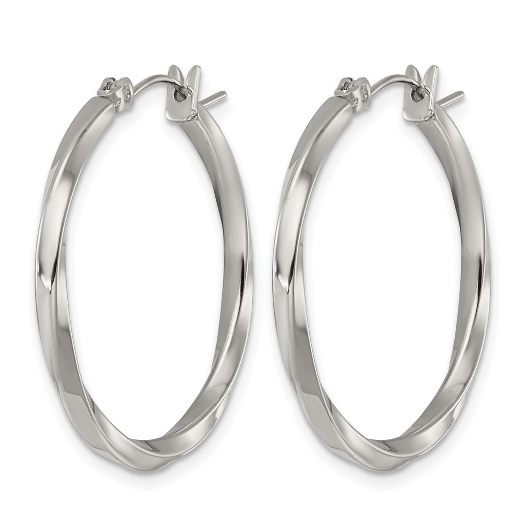Stainless Steel Polished Twisted Hoop Earrings – Elegant Jewelry Gift for Birthday, Anniversary, Engagement, Wedding