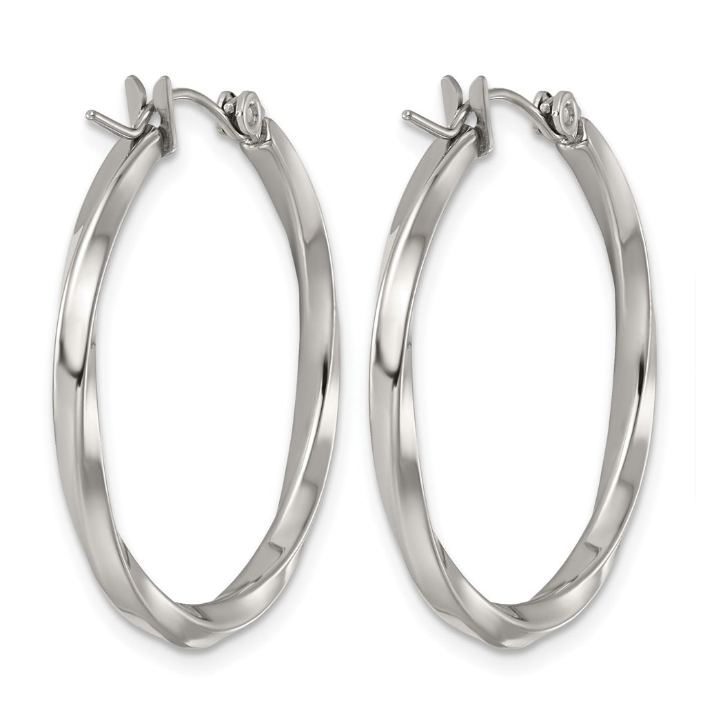 Stainless Steel Polished Twisted Hoop Earrings – Elegant Jewelry Gift for Birthday, Anniversary, Engagement, Wedding