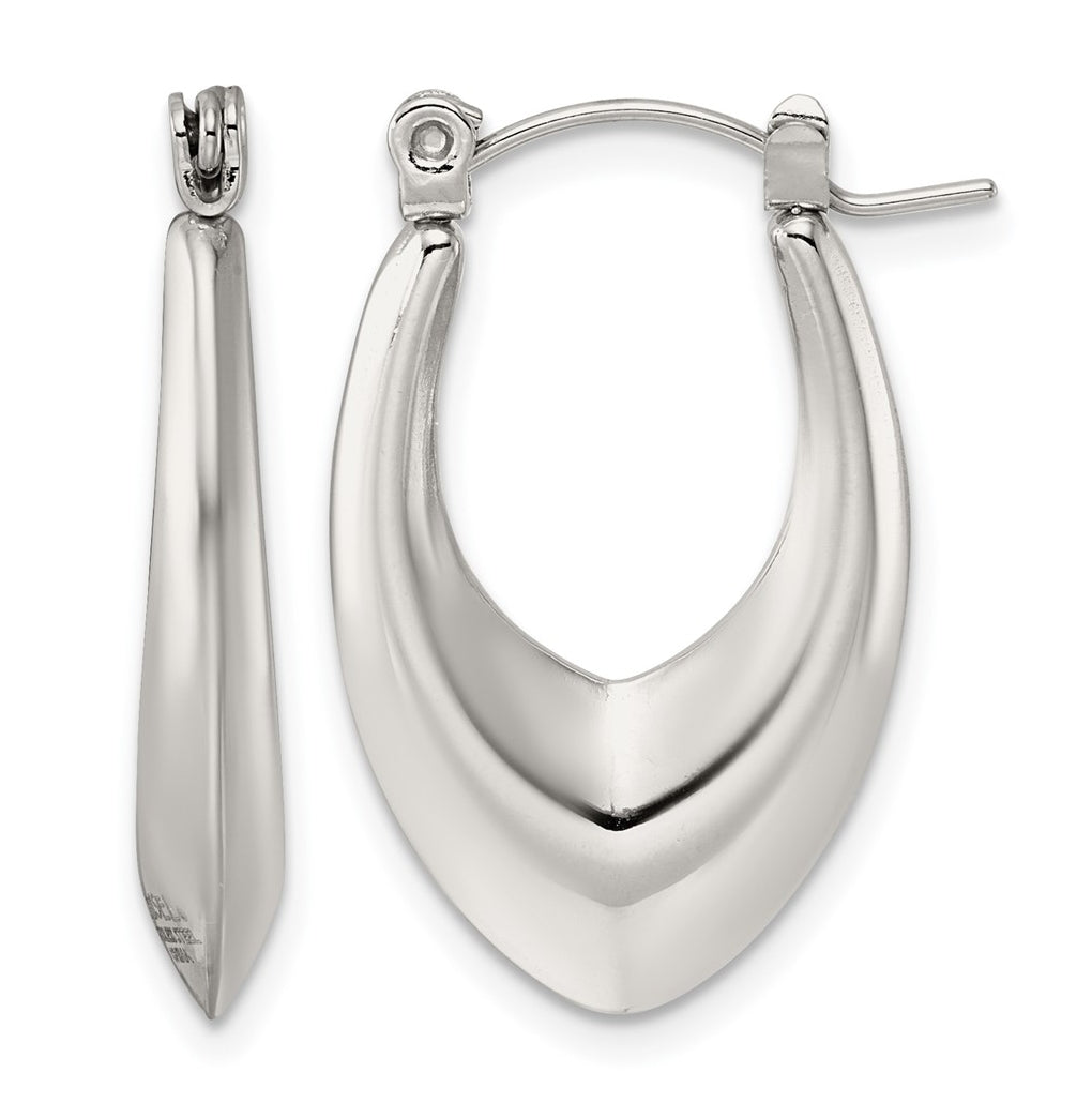 Stainless Steel Polished Teardrop Hoop Earrings – Elegant Jewelry Gift for Birthday, Anniversary, Engagement, Wedding