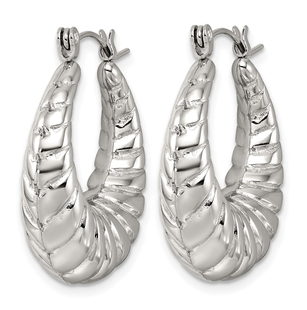 Stainless Steel Polished Twisted Tapered Hoop Earrings – Elegant Jewelry Gift for Birthday, Anniversary, Engagement, Wedding