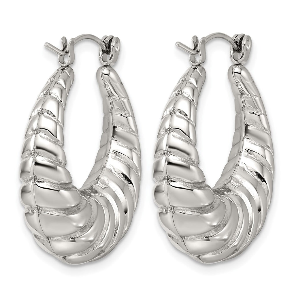 Stainless Steel Polished Twisted Tapered Hoop Earrings – Elegant Jewelry Gift for Birthday, Anniversary, Engagement, Wedding
