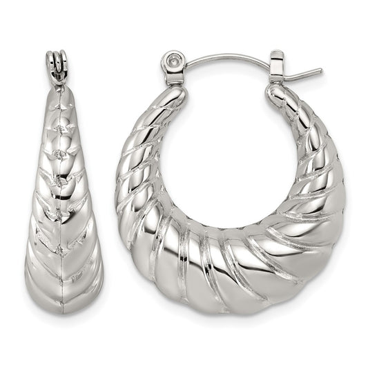 Stainless Steel Polished Twisted Tapered Hoop Earrings – Elegant Jewelry Gift for Birthday, Anniversary, Engagement, Wedding