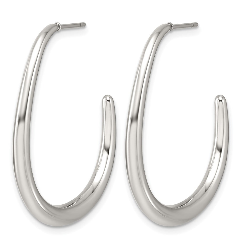 Stainless Steel Polished 3mm J-Hoop Post Earrings – Elegant Jewelry Gift for Birthday, Anniversary, Engagement, Wedding