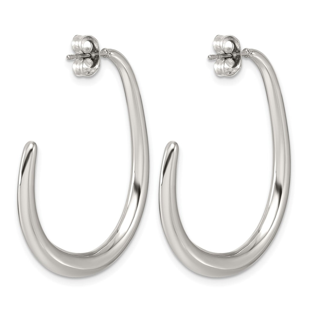 Stainless Steel Polished 3mm J-Hoop Post Earrings – Elegant Jewelry Gift for Birthday, Anniversary, Engagement, Wedding