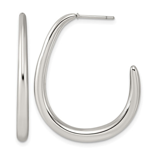 Stainless Steel Polished 3mm J-Hoop Post Earrings – Elegant Jewelry Gift for Birthday, Anniversary, Engagement, Wedding