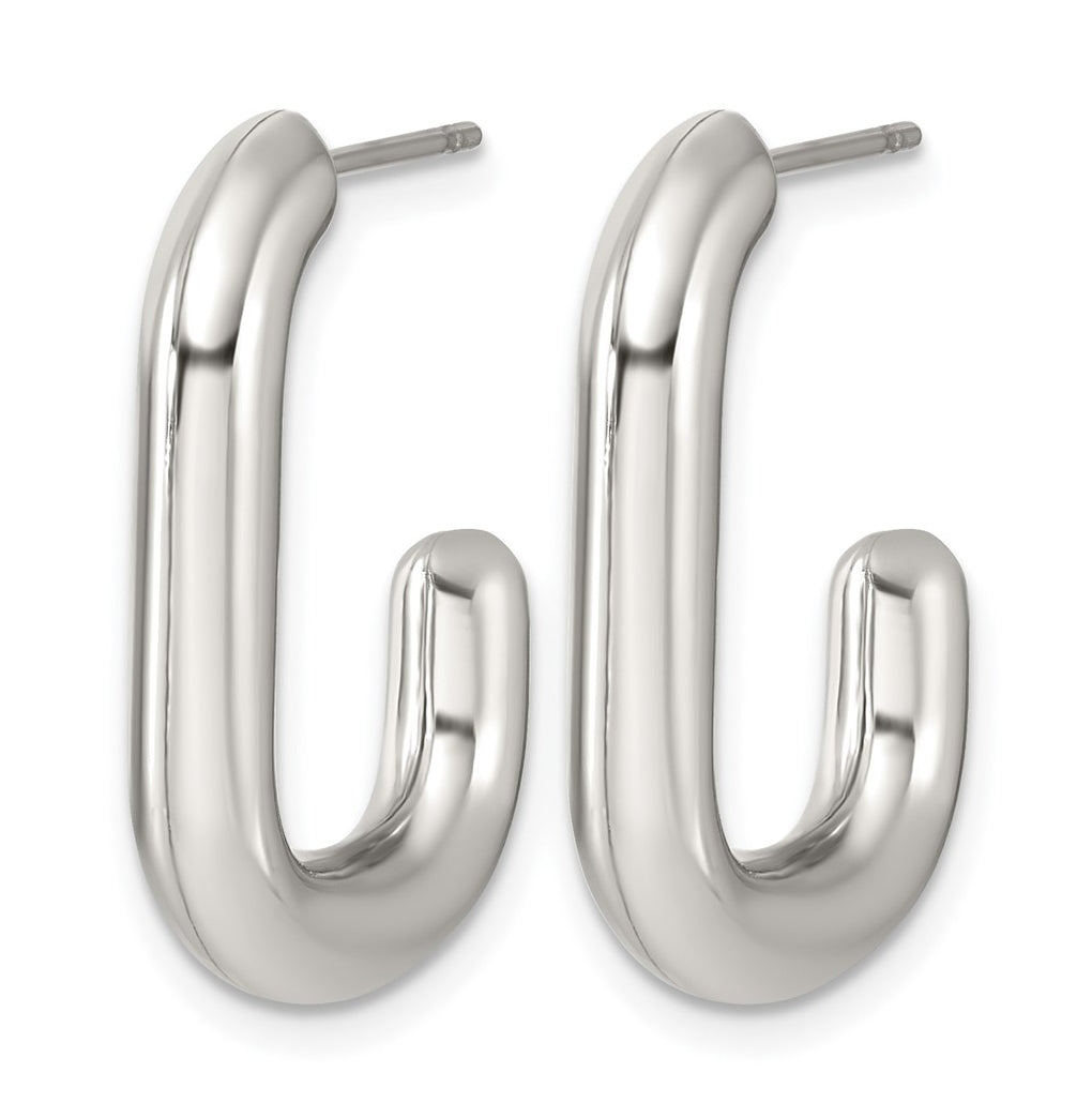 Stainless Steel Polished 4mm J-Hoop Post Earrings – Elegant Jewelry Gift for Birthday, Anniversary, Engagement, Wedding