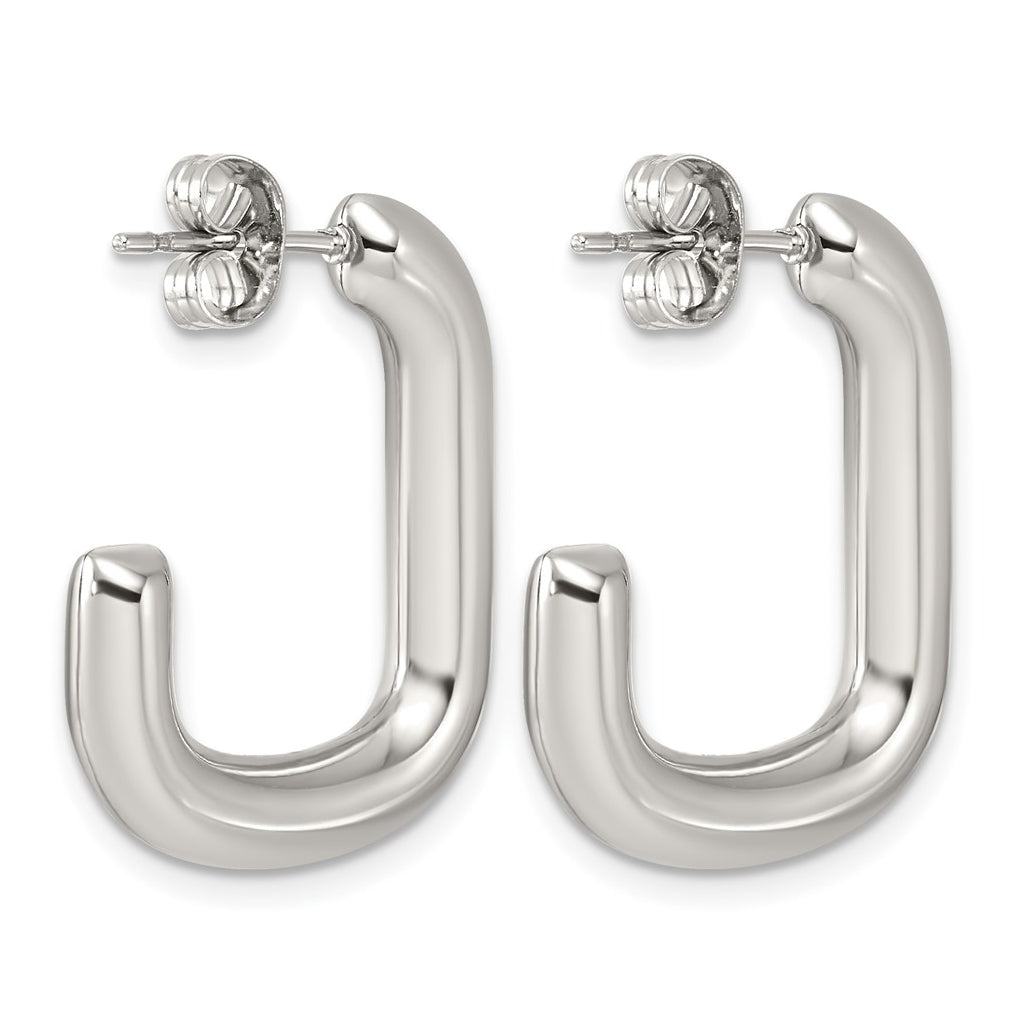 Stainless Steel Polished 4mm J-Hoop Post Earrings – Elegant Jewelry Gift for Birthday, Anniversary, Engagement, Wedding