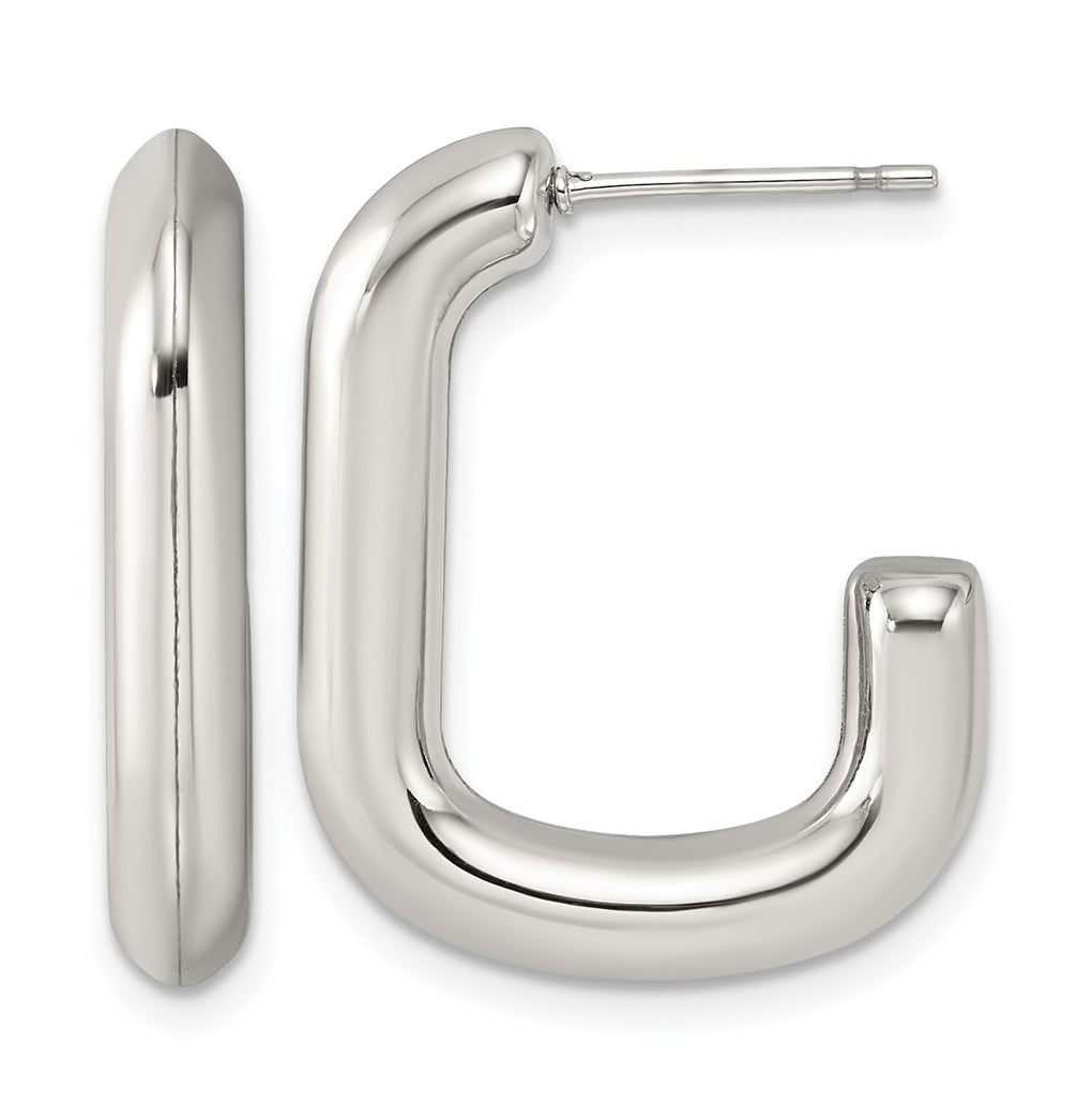 Stainless Steel Polished 4mm J-Hoop Post Earrings – Elegant Jewelry Gift for Birthday, Anniversary, Engagement, Wedding
