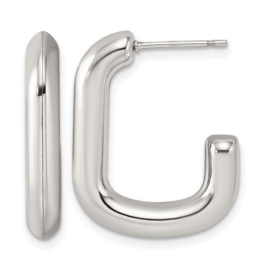 Stainless Steel Polished 4mm J-Hoop Post Earrings – Elegant Jewelry Gift for Birthday, Anniversary, Engagement, Wedding