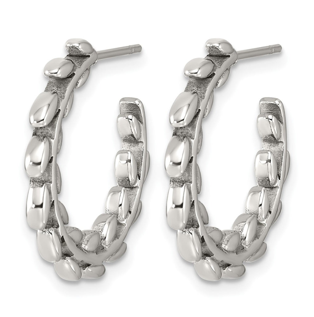 Stainless Steel Polished Vine Hoop Post Earrings – Elegant Jewelry Gift for Birthday, Anniversary, Engagement, Wedding