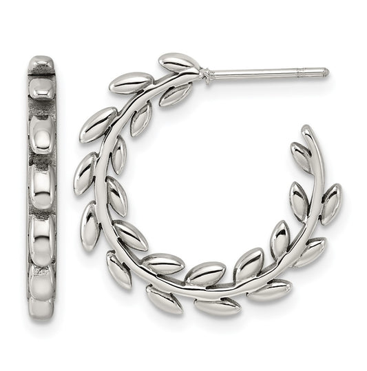 Stainless Steel Polished Vine Hoop Post Earrings – Elegant Jewelry Gift for Birthday, Anniversary, Engagement, Wedding