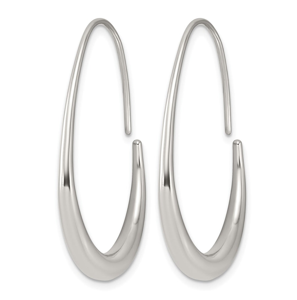 Stainless Steel Polished Tapered Threader Hoop Earrings – Elegant Jewelry Gift for Birthday, Anniversary, Engagement, Wedding