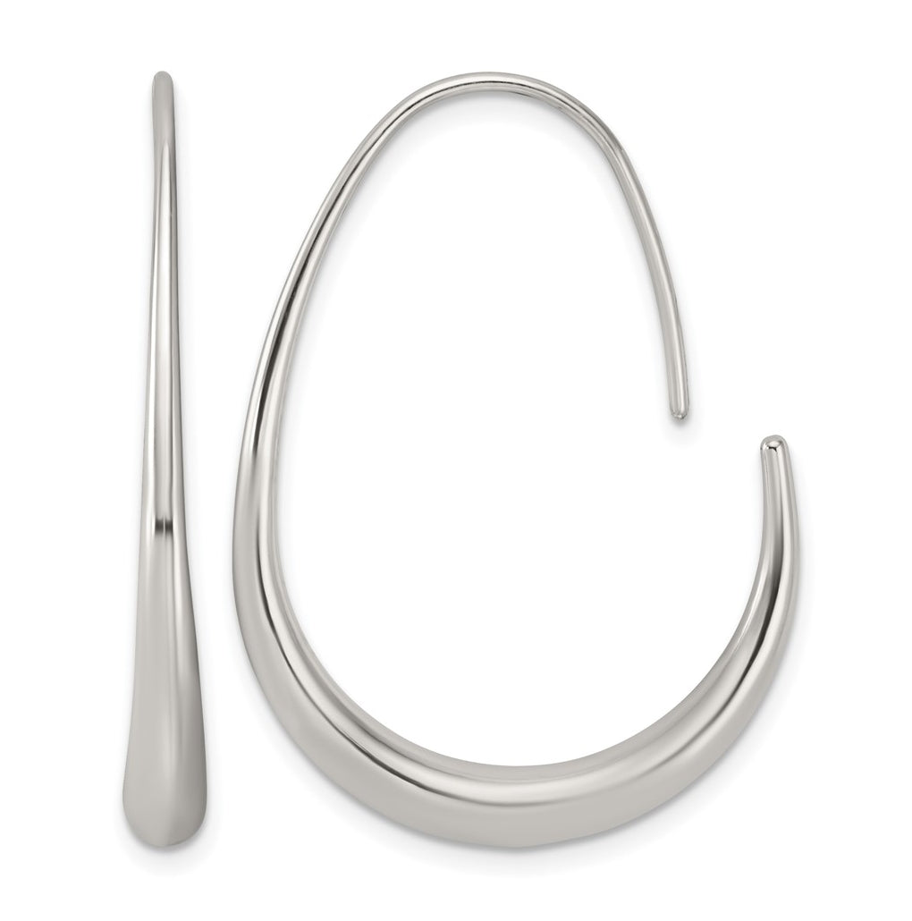 Stainless Steel Polished Tapered Threader Hoop Earrings – Elegant Jewelry Gift for Birthday, Anniversary, Engagement, Wedding
