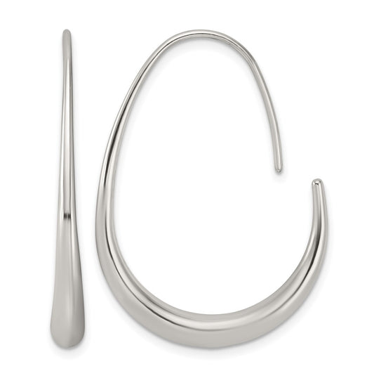 Stainless Steel Polished Tapered Threader Hoop Earrings – Elegant Jewelry Gift for Birthday, Anniversary, Engagement, Wedding