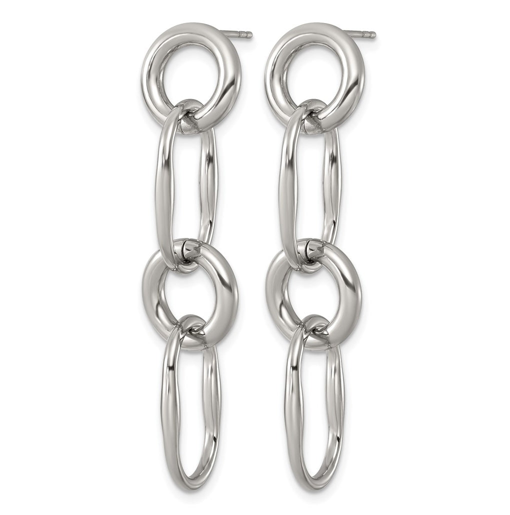 Stainless Steel Polished Fancy Link Post Dangle Earrings – Elegant Jewelry Gift for Birthday, Anniversary, Engagement, Wedding