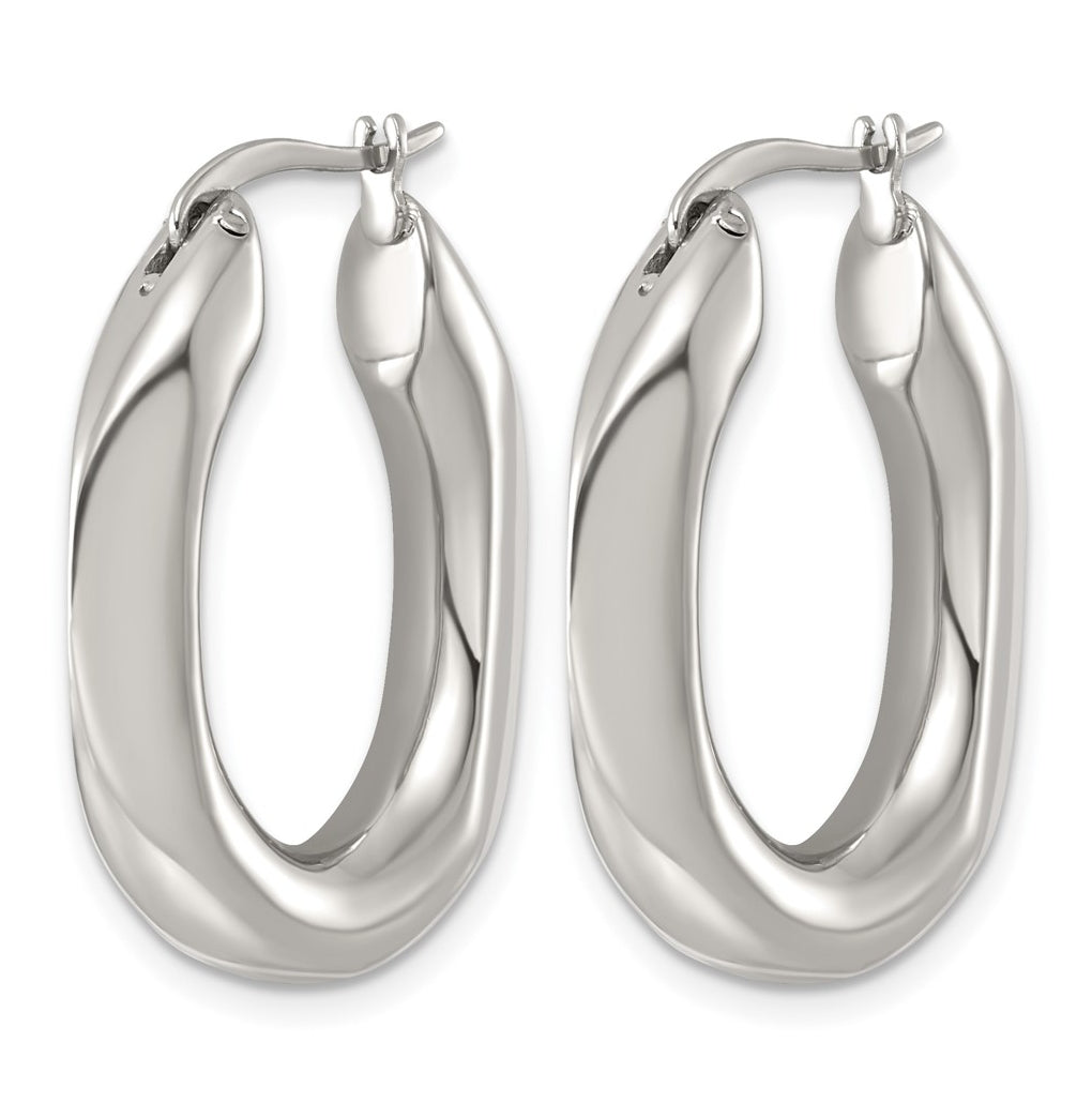 Stainless Steel Polished Tapered Oval Hoop Earrings – Elegant Jewelry Gift for Birthday, Anniversary, Engagement, Wedding