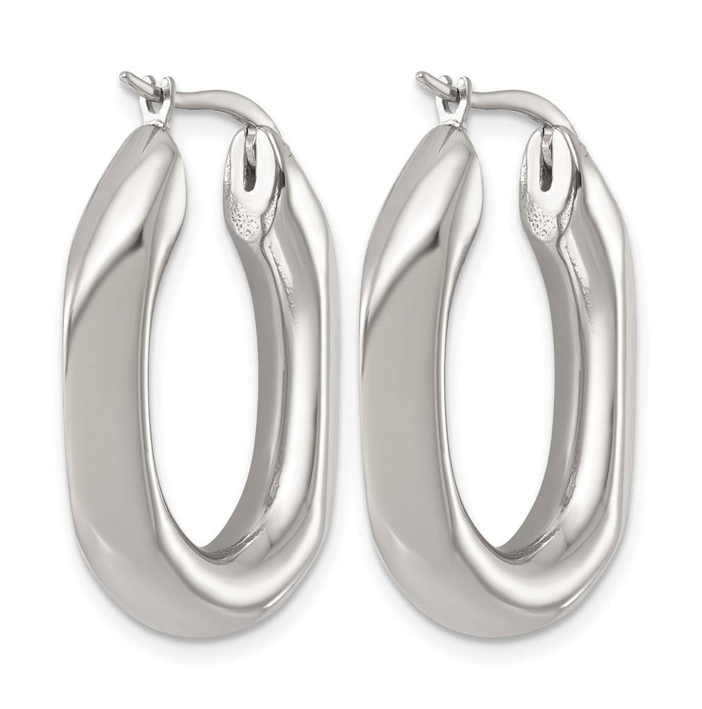 Stainless Steel Polished Tapered Oval Hoop Earrings – Elegant Jewelry Gift for Birthday, Anniversary, Engagement, Wedding