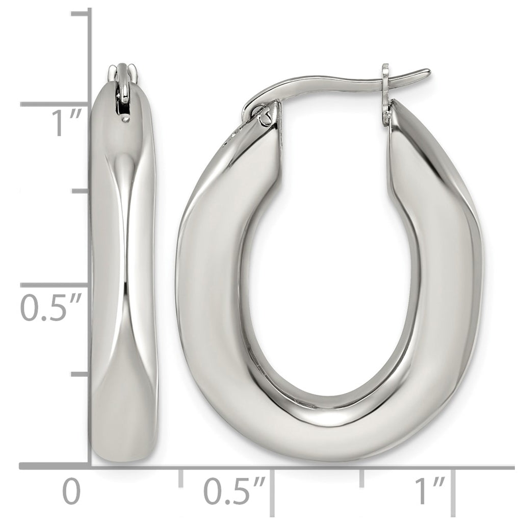 Stainless Steel Polished Tapered Oval Hoop Earrings – Elegant Jewelry Gift for Birthday, Anniversary, Engagement, Wedding