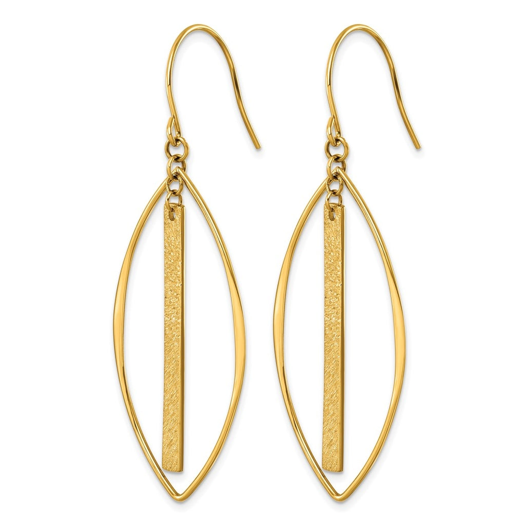 Stainless Steel Polished and Textured Yellow IP Shepherd Hook Earrings – Elegant Jewelry Gift for Birthday, Anniversary, Engagement, Wedding