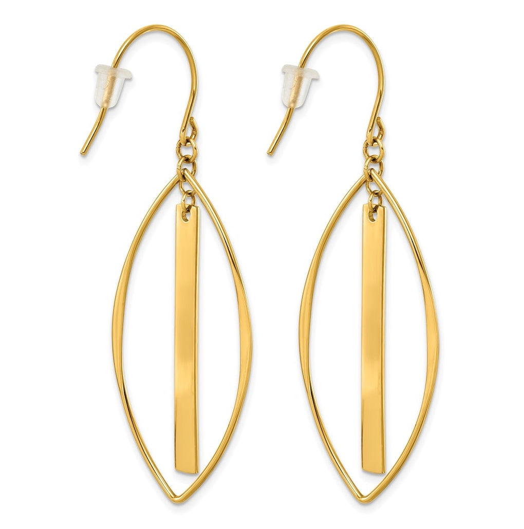 Stainless Steel Polished and Textured Yellow IP Shepherd Hook Earrings – Elegant Jewelry Gift for Birthday, Anniversary, Engagement, Wedding