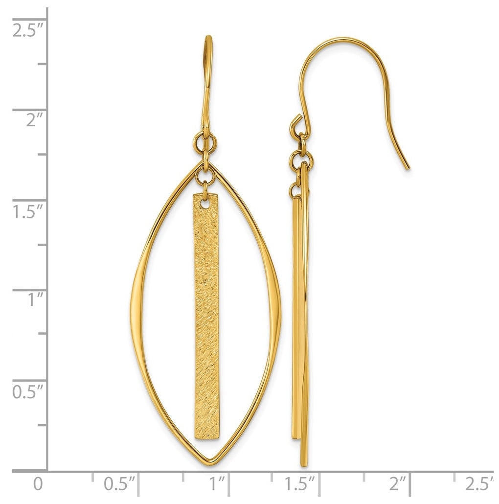 Stainless Steel Polished and Textured Yellow IP Shepherd Hook Earrings – Elegant Jewelry Gift for Birthday, Anniversary, Engagement, Wedding