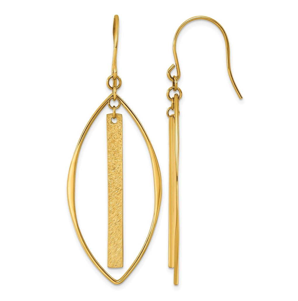Stainless Steel Polished and Textured Yellow IP Shepherd Hook Earrings – Elegant Jewelry Gift for Birthday, Anniversary, Engagement, Wedding