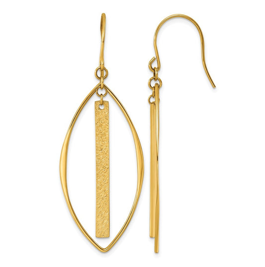 Stainless Steel Polished and Textured Yellow IP Shepherd Hook Earrings – Elegant Jewelry Gift for Birthday, Anniversary, Engagement, Wedding