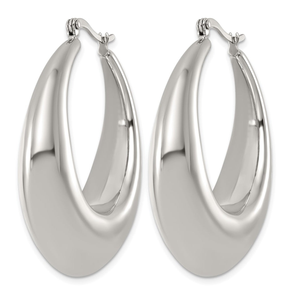 Stainless Steel Polished Tapered Hoop Earrings – Elegant Jewelry Gift for Birthday, Anniversary, Engagement, Wedding