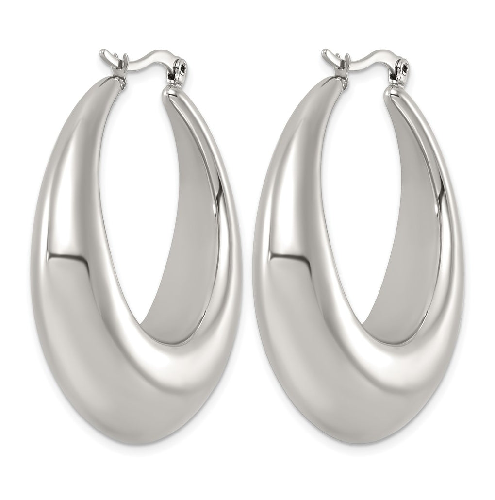 Stainless Steel Polished Tapered Hoop Earrings – Elegant Jewelry Gift for Birthday, Anniversary, Engagement, Wedding