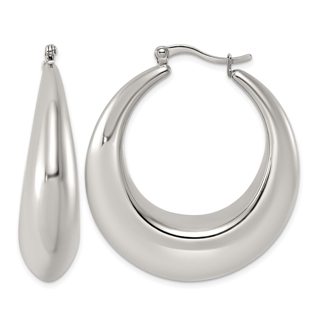 Stainless Steel Polished Tapered Hoop Earrings – Elegant Jewelry Gift for Birthday, Anniversary, Engagement, Wedding