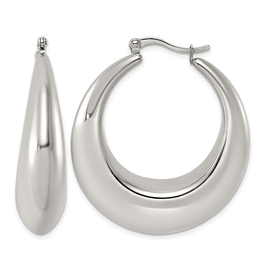 Stainless Steel Polished Tapered Hoop Earrings – Elegant Jewelry Gift for Birthday, Anniversary, Engagement, Wedding