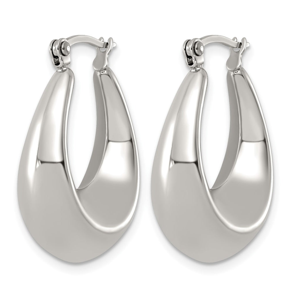 Stainless Steel Polished Tapered Hoop Earrings – Elegant Jewelry Gift for Birthday, Anniversary, Engagement, Wedding