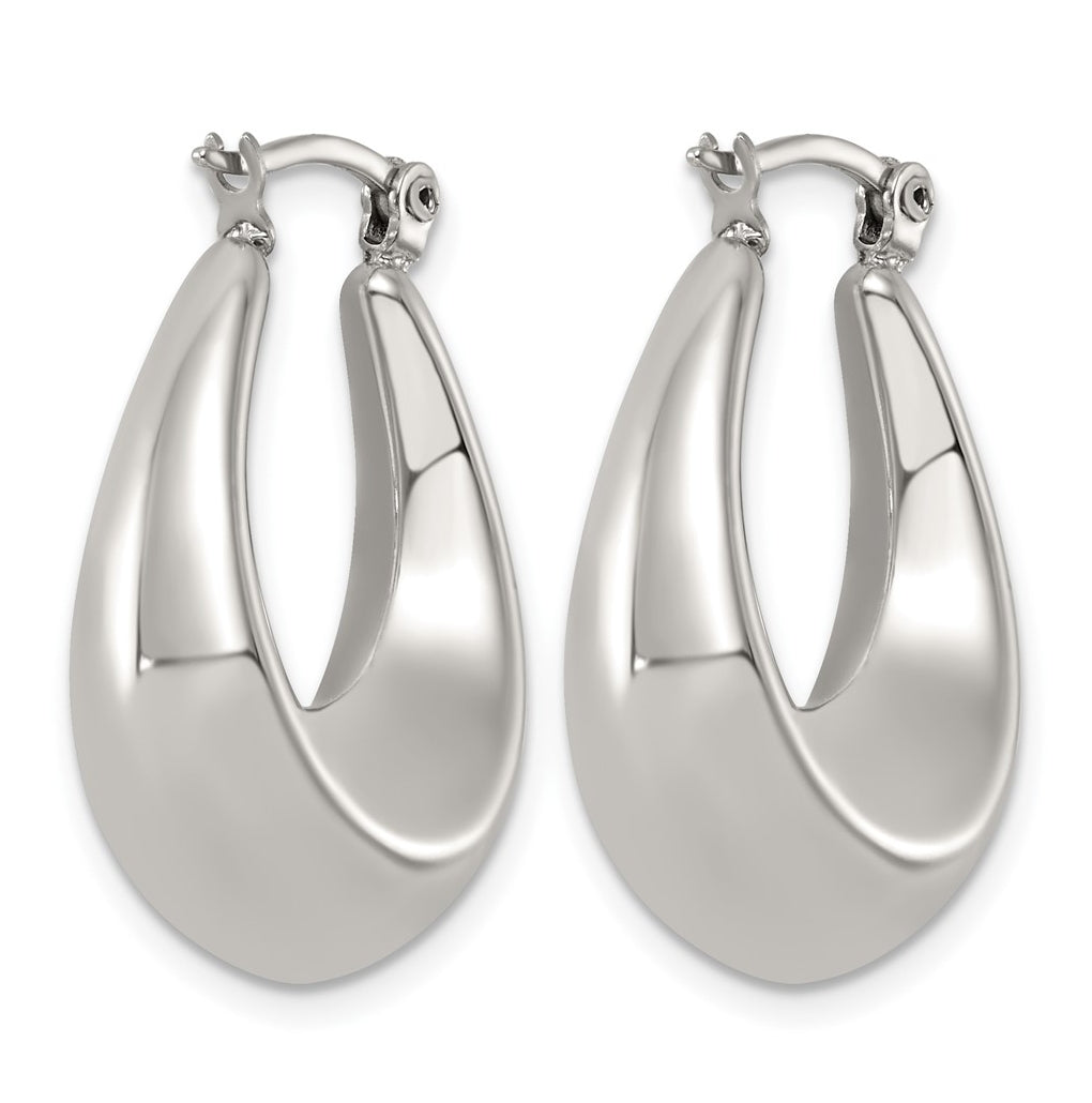 Stainless Steel Polished Tapered Hoop Earrings – Elegant Jewelry Gift for Birthday, Anniversary, Engagement, Wedding