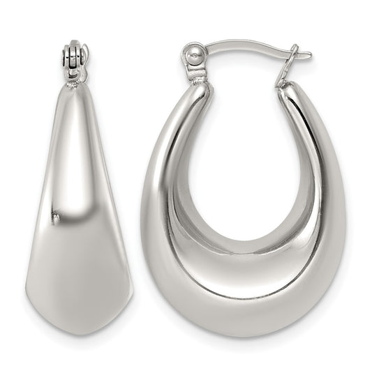 Stainless Steel Polished Tapered Hoop Earrings – Elegant Jewelry Gift for Birthday, Anniversary, Engagement, Wedding