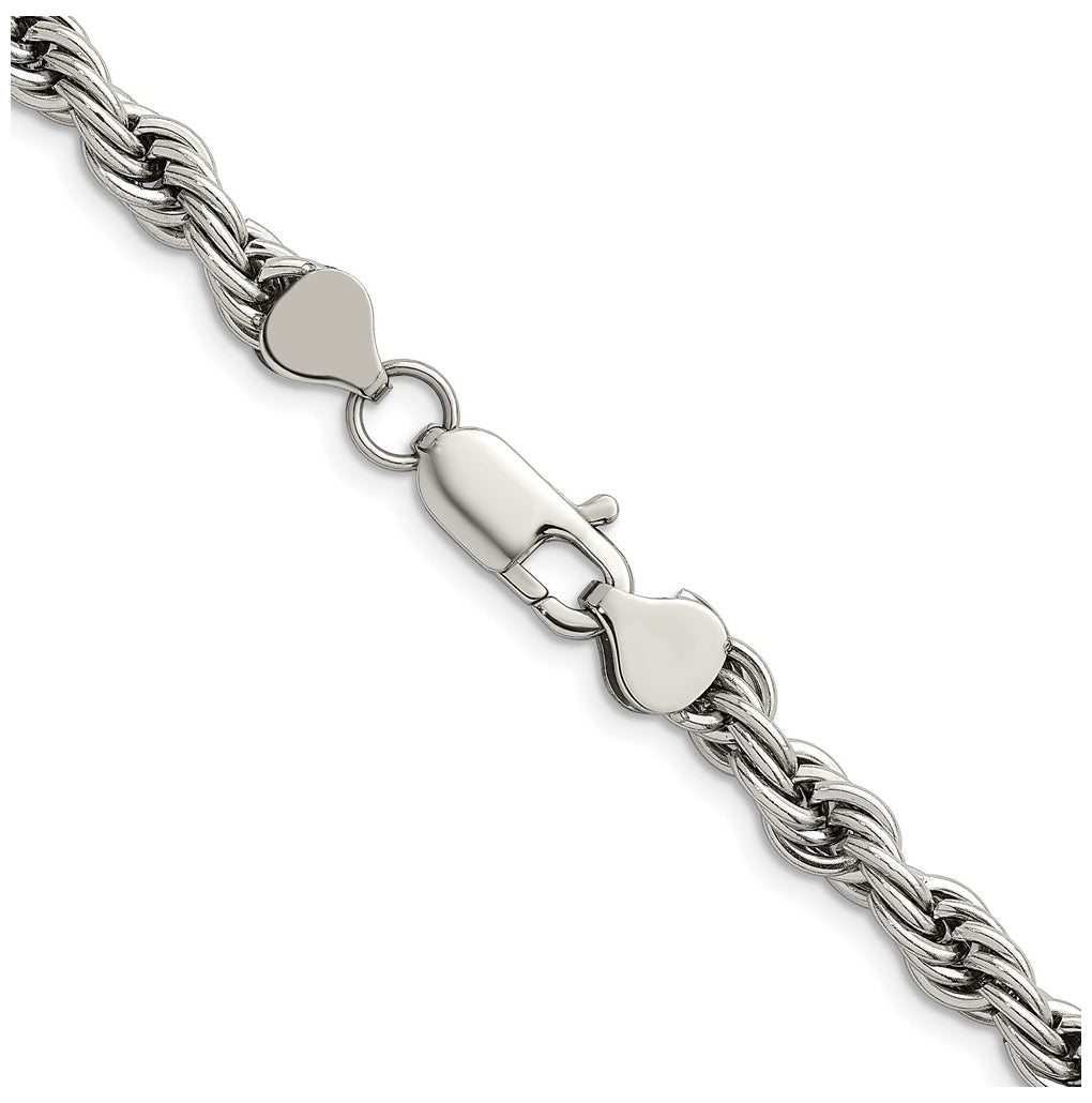 Stainless Steel Polished 6mm 18in Rope Chain – Elegant Jewelry Gift for Birthday, Anniversary, Engagement, Wedding