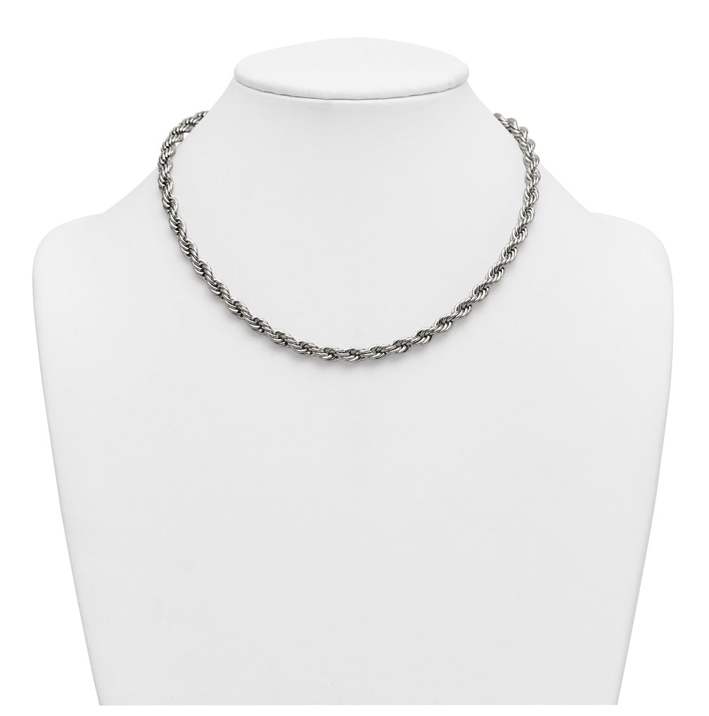 Stainless Steel Polished 6mm 18in Rope Chain – Elegant Jewelry Gift for Birthday, Anniversary, Engagement, Wedding