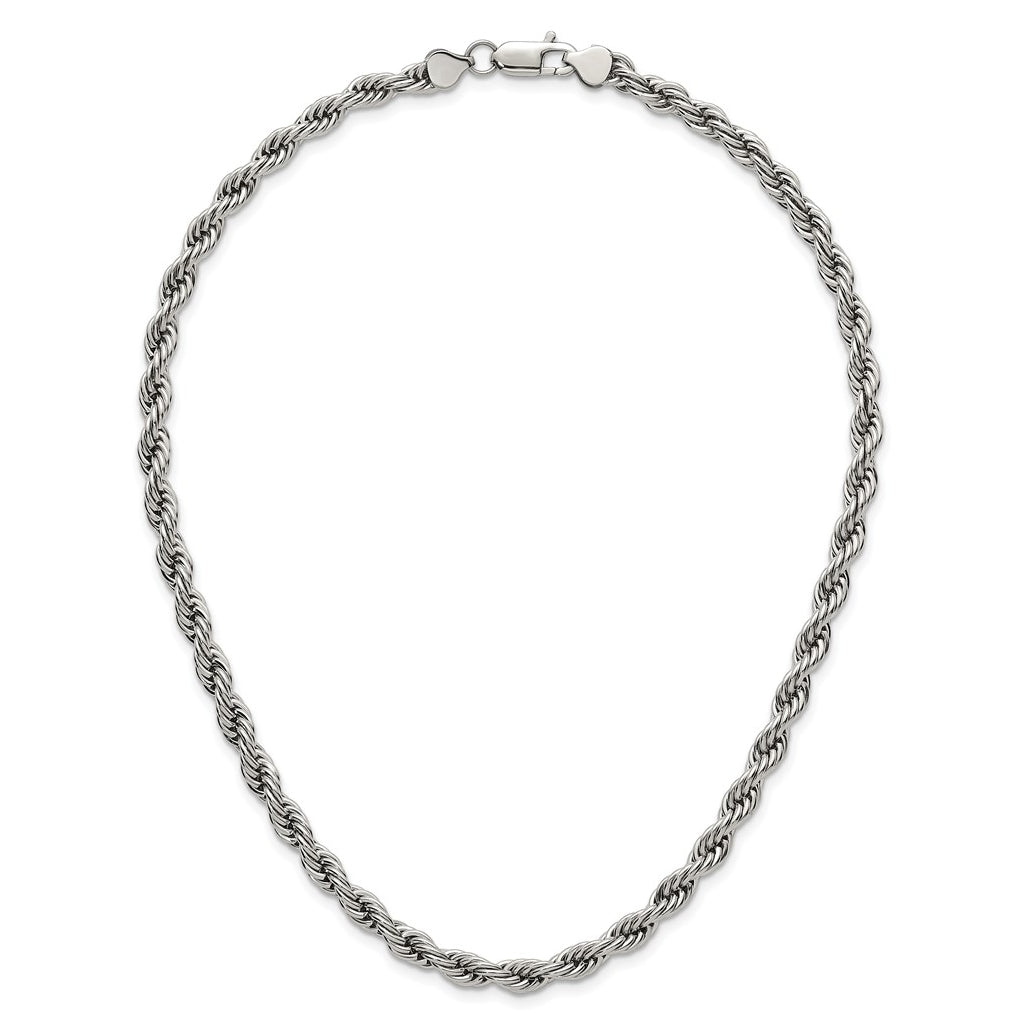 Stainless Steel Polished 6mm 18in Rope Chain – Elegant Jewelry Gift for Birthday, Anniversary, Engagement, Wedding