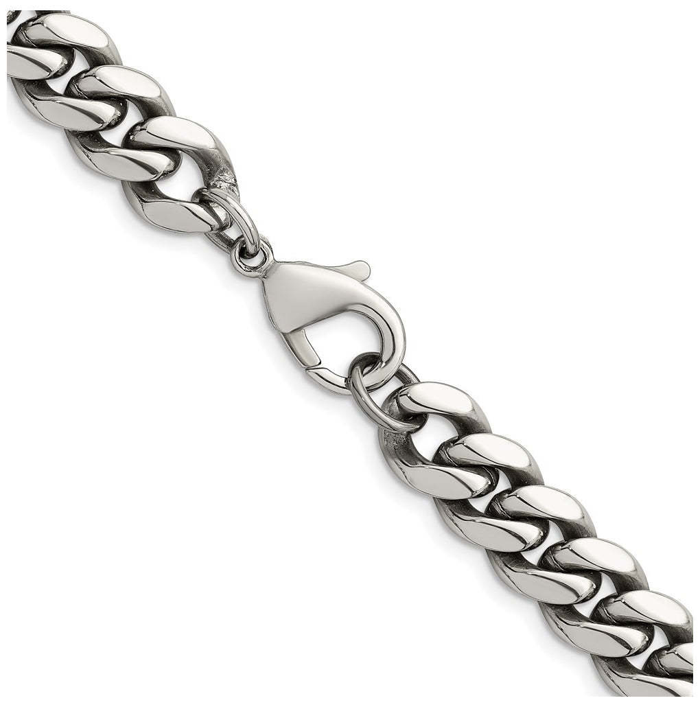 Stainless Steel Polished 10mm Curb Link 20in Necklace – Elegant Jewelry Gift for Birthday, Anniversary, Engagement, Wedding