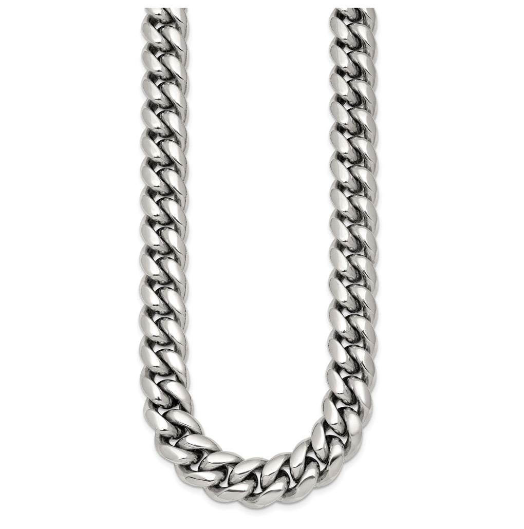 Stainless Steel Polished 12mm Curb Link 20in Necklace – Elegant Jewelry Gift for Birthday, Anniversary, Engagement, Wedding