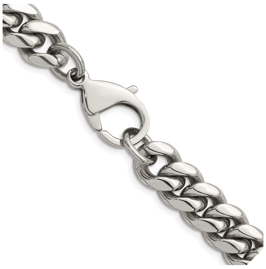 Stainless Steel Polished 12mm Curb Link 20in Necklace – Elegant Jewelry Gift for Birthday, Anniversary, Engagement, Wedding