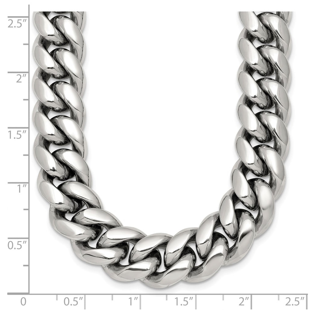 Stainless Steel Polished 12mm Curb Link 20in Necklace – Elegant Jewelry Gift for Birthday, Anniversary, Engagement, Wedding