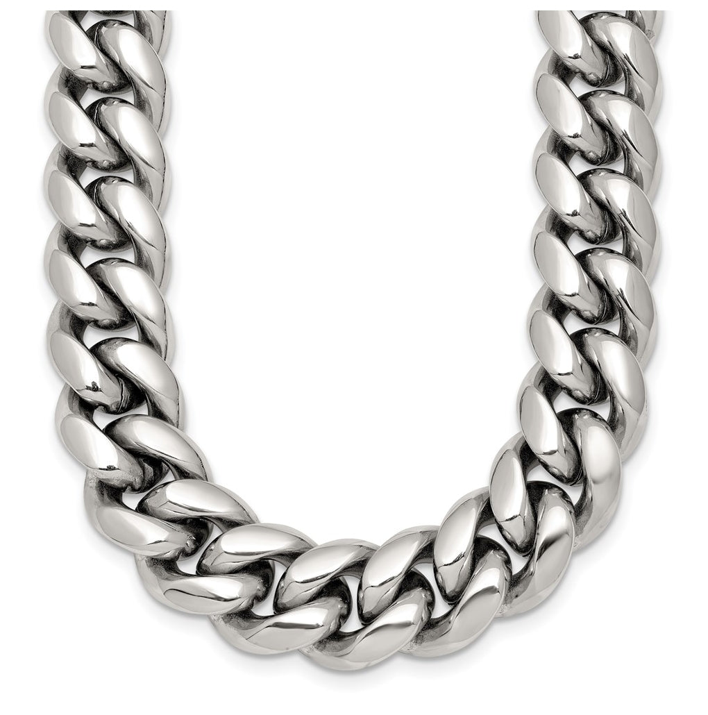 Stainless Steel Polished 12mm Curb Link 20in Necklace – Elegant Jewelry Gift for Birthday, Anniversary, Engagement, Wedding