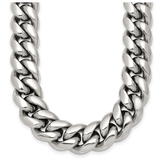 Stainless Steel Polished 12mm Curb Link 20in Necklace – Elegant Jewelry Gift for Birthday, Anniversary, Engagement, Wedding