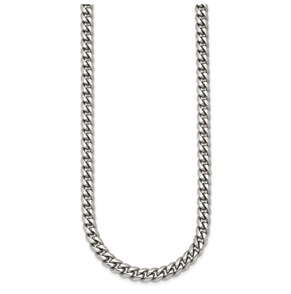 Stainless Steel Polished 6mm Curb Link 20in Necklace – Elegant Jewelry Gift for Birthday, Anniversary, Engagement, Wedding