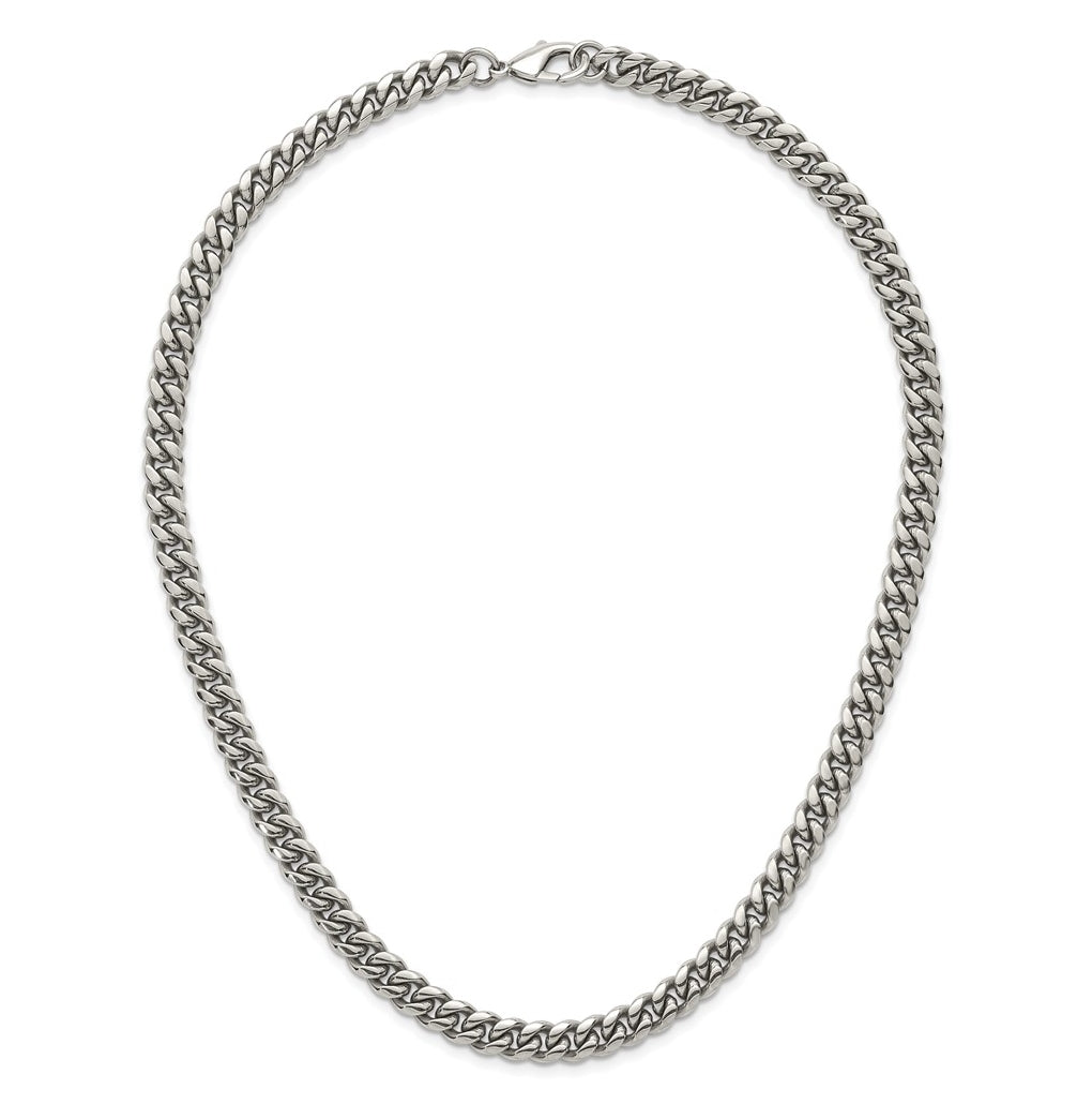 Stainless Steel Polished 8mm Curb Link 20in Necklace – Elegant Jewelry Gift for Birthday, Anniversary, Engagement, Wedding